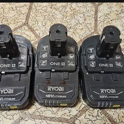 Ryobi ONE+ 18V 2ah Batteries (×3)