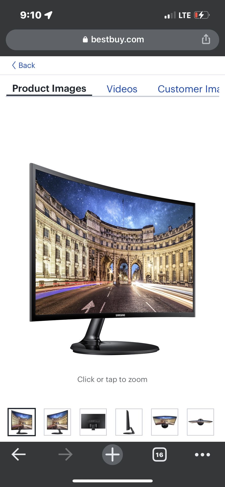 Samsung - 390 Series 24" LED Curved FHD FreeSync Monitor (HDMI, VGA) - High glossy black