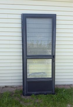 32" X 80" Black Aluminum Storm Door With Glass