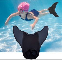 Anti-Slip Swimming Flippers Kids Swim Fins Flexible Shoe Swimming Diving Fins Diving Feet Tail (Colour: Black Size : Kids)
