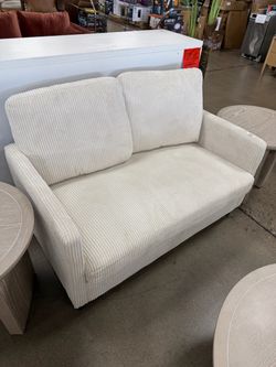 Cream Corduroy Loveseat Sofa