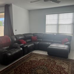 Genuine Leather sectional With Electric Recliner