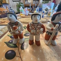 3 Vintage natives gift giving porcelain figurines