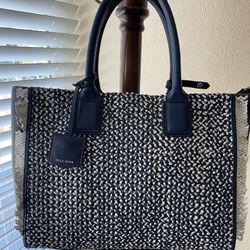 Cole Haan Navy And White Handbag