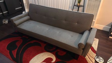 Grey fabric futon sofa bed