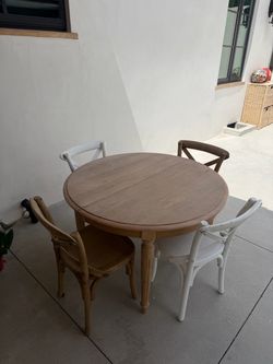 RESTORATION HARDWARE KIDS FRENCH EMPIRE TALL EXTENSION PLAY TABLE AND PETAL CHAIRS k