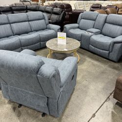 Premium Recliner Living Room 3Pcs Set / Juego De 3 Piezas Para La Sala De Estar Reclinable Premium