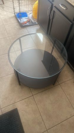 Modern Round Glass Coffee Table with Base