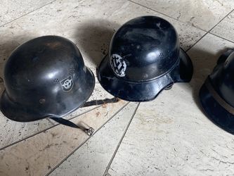 Vintage WW2 WWII German Helmet lot Air Defense Fireman helmets would Trade For Military collectibles