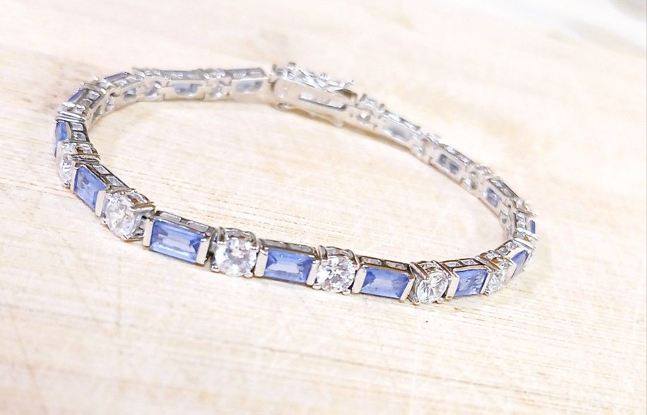 SS Gemstone Tennis Bracelet