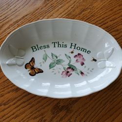 Lenox BLESS THIS HOME Butterfly Meadow  serving Bow Or Tray