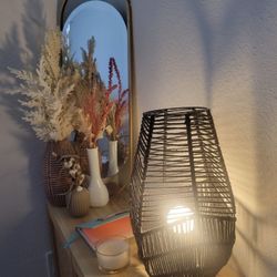 Black Woven Boho Lamps X2
