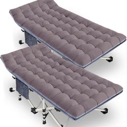 2 Pack Extra Large Cot 32" Width Camping Cot with Mattress Comfortable Sleeping cots for Adults with Carry Bag XXL Cots for Camping Bed Folding Cot He