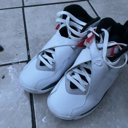 jordan 8s white red and grey