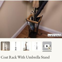 Coat Rack With Umbrella Stand With Removable Tray