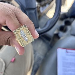 San Judas Versace Bordered Ring