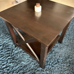 Solid Wood Espresso End Coffee Table Nightstand