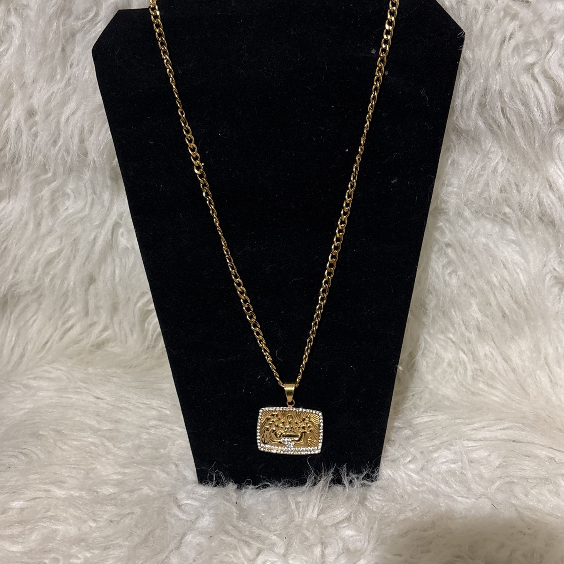 Stainless Steel Last Super Pendant And Cuban Link Chain