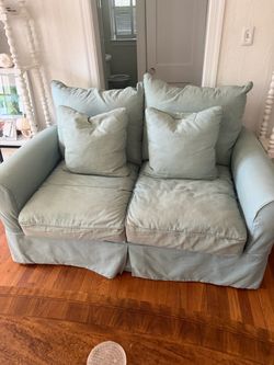Pair Slip Covered Love Seats