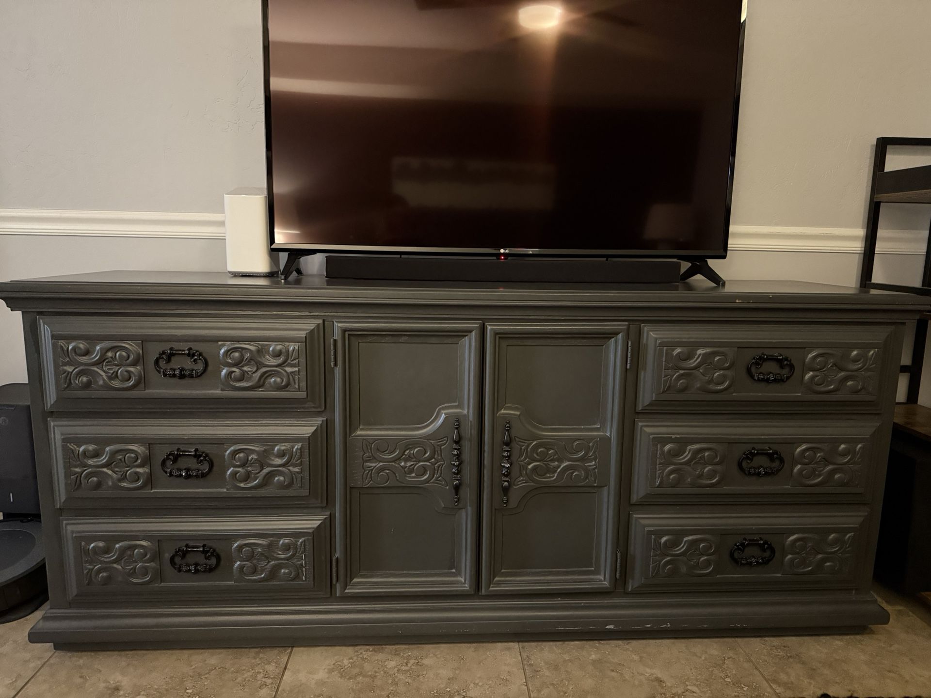 Vintage Painted Grey Dresser 