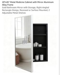 BRAND NEW 20"x26" Metal Medicine Cabinet with Mirror Aluminum Alloy Frame