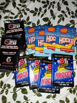 LOT OF 10  PACKS OF NHL TRADING HOBBY CARDS 1990, 1991, 1992