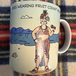 Vintage Funny Coffee Mug “Does Wearing Fruit Count As A Diet?”