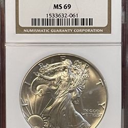 1994 SILVER EAGLE $ MS 69 NGC Brown Label 