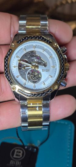 BIBI Automatic Skeleton Watch Two-Tone Horse Dial.