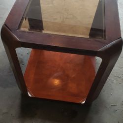 Wood/Glass End Table