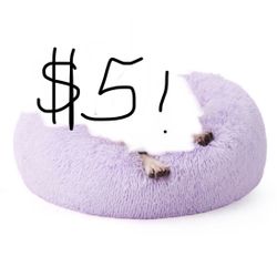 Bedsure Calming Dog Bed For Small Dogs - Donut Washable Small Pet Bed, 23 Inches Anti-Slip Round Fluffy Plush Faux Fur Large Cat Bed, Fits Up To 25 Lb