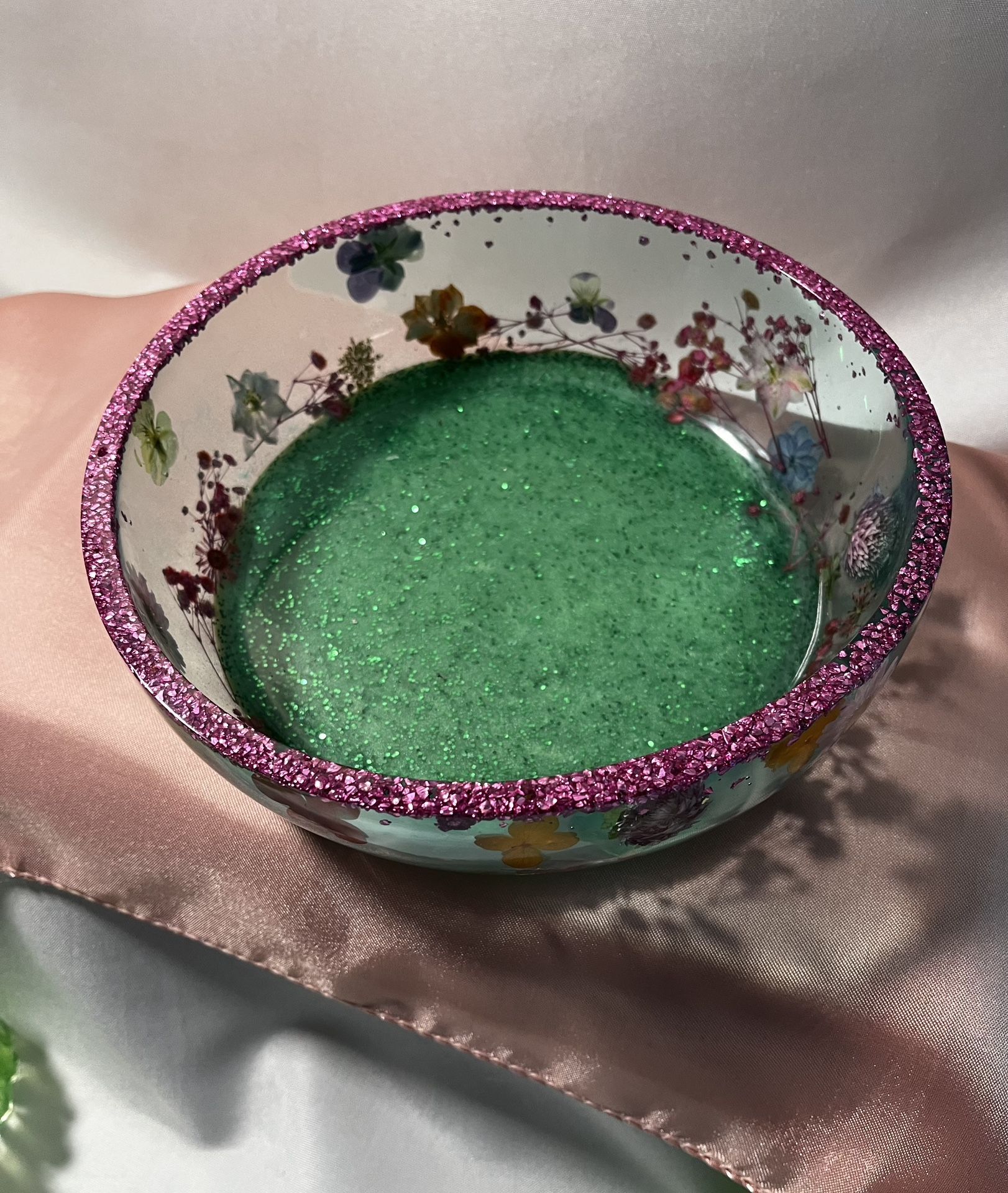 Handcrafted “Glimmering Garden” Resin Bowls