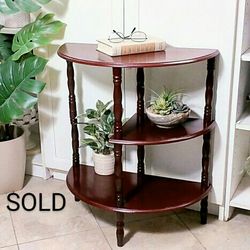 Wood Table 3 Tiered Shelf 26"H x 22"W x 11"D , CASH ONLY, PICKUP ONLY - accent table, end table, side table, plant stand, sofa table, demi lune