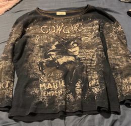 Vintage Cowgirl Graphic Long Sleeve Shirt