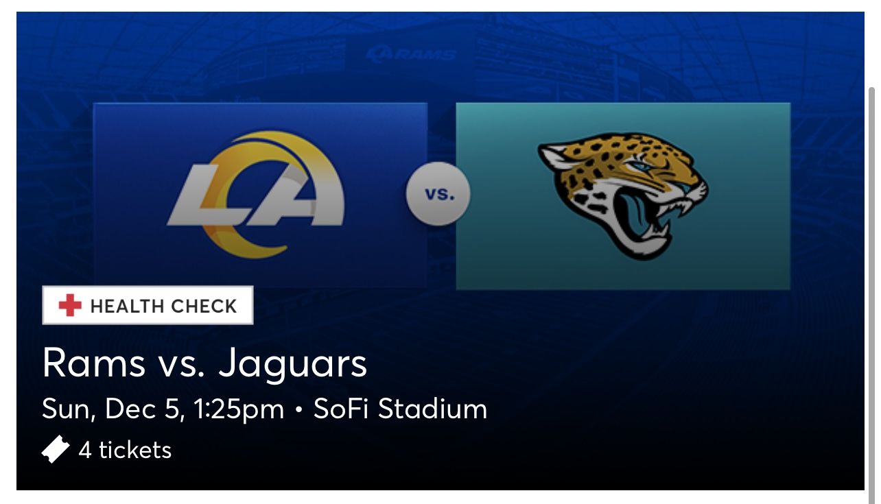 Rams Vs. Jaguars @ Sofi Stadium