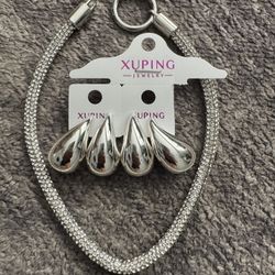 Silver , Earrings And Small Size Necklace 