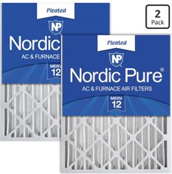 Nordic Pure 20x24x4 Pleated MERV 12 Air Filters 2 Pack Actual Size: 19 3/8 x 23 3/8 x 3 5/8 Made in USA, Advanced HVAC Filtration, Mid-Sized Airborne