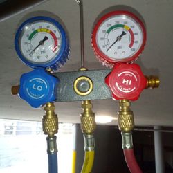 HVAC Air Conditioning Aluminum Manifold Gauge Set W/Hoses A/C
