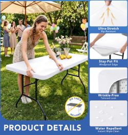 New 8 Foot White Elastic Table Covers - 10 for $50