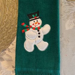 Snowman Hand Towel By Cecil Saydak