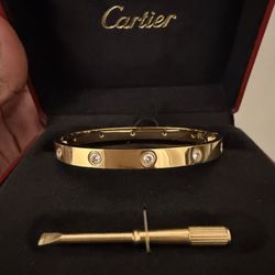 Cartier Yellow Gold Bracelet with Round Diamonds