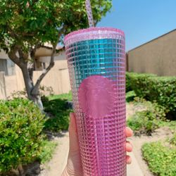 Starbucks Summer 2021 Pink Grid Tumbler