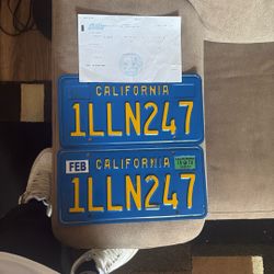 70’s License Plates With DMV Cleared Record For Car