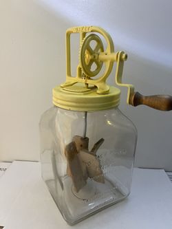 Antique Dazey Butter Churn Made In USA 6 Quart Wood Blades. 