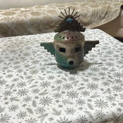 Vintage Barbara Head Pit Fired pottery bird head Kachina Vessel