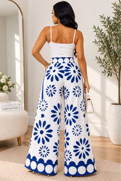 Wide-Leg Floral Print Pants