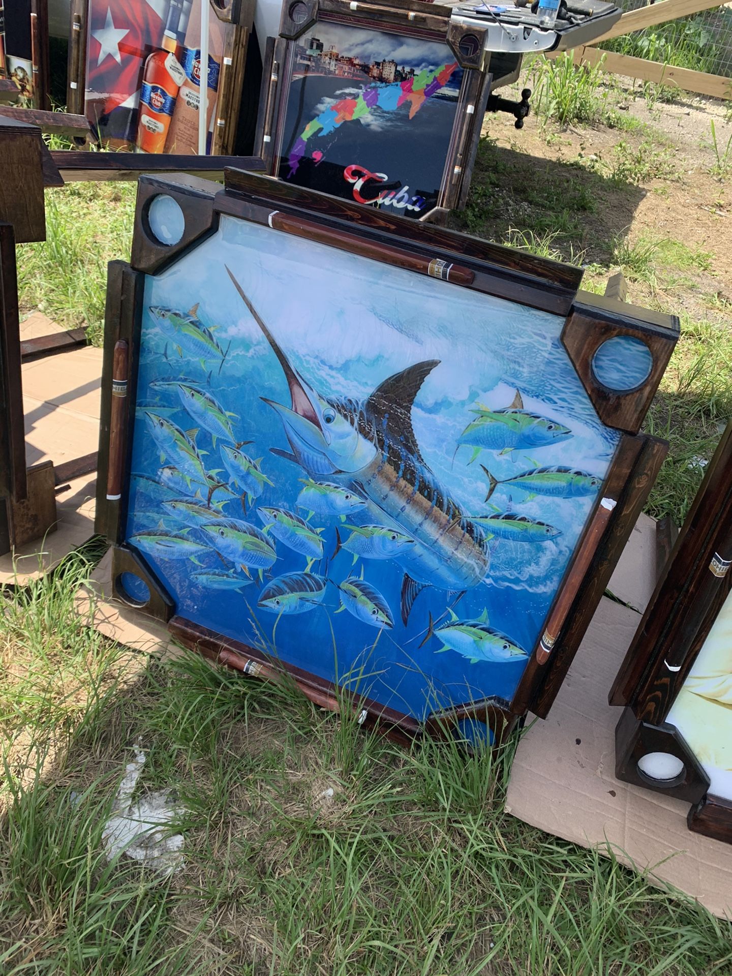 Salt Life Key West Ocean Sea Fishes Marlin Dominos Table