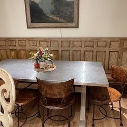 Fabulous Hammered Stainless Stell Dining Table 40 Wide By 80 