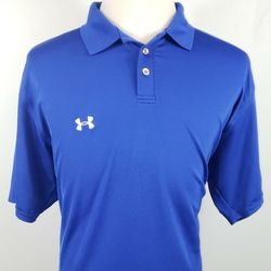 Under Armour Mens Large Blue  Golf Polo Short Sleeve Enbroidered Shirt