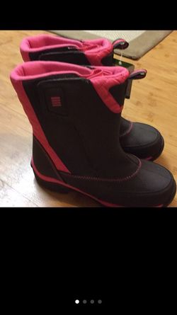 Kids child's children's AGION girls winter brown pink boots 4